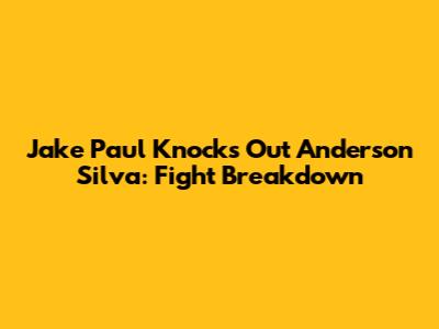 Jake Paul Knocks Out Anderson Silva: Fight Breakdown