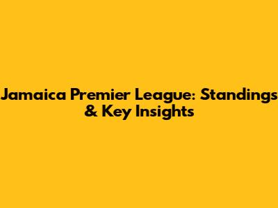 Jamaica Premier League: Standings & Key Insights