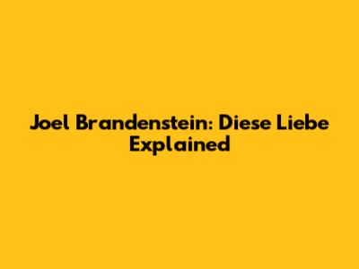 Joel Brandenstein: "Diese Liebe" Explained