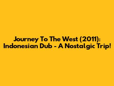 Journey To The West (2011): Indonesian Dub - A Nostalgic Trip!