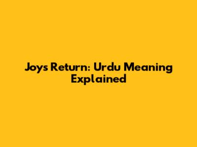 Joy's Return: Urdu Meaning Explained