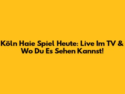 Köln Haie Spiel Heute: Live Im TV & Wo Du Es Sehen Kannst!