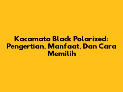 Kacamata Black Polarized: Pengertian, Manfaat, Dan Cara Memilih