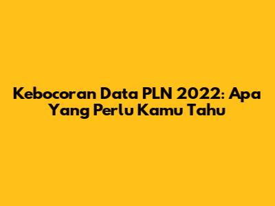 Kebocoran Data PLN 2022: Apa Yang Perlu Kamu Tahu
