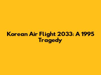 Korean Air Flight 2033: A 1995 Tragedy