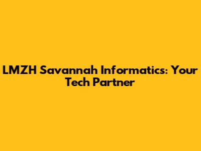 LMZH Savannah Informatics: Your Tech Partner