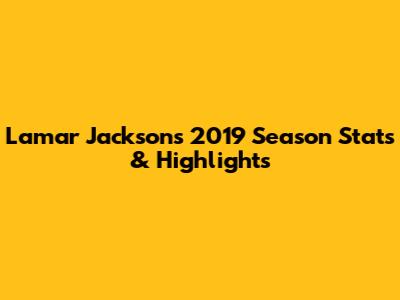 Lamar Jackson's 2019 Season Stats & Highlights