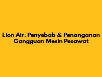 Lion Air: Penyebab & Penanganan Gangguan Mesin Pesawat