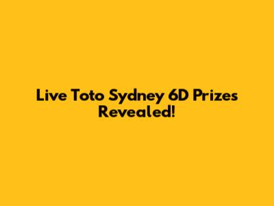 Live Toto Sydney 6D Prizes Revealed!