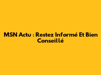 MSN Actu : Restez Informé Et Bien Conseillé