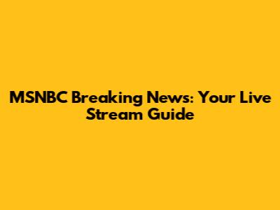 MSNBC Breaking News: Your Live Stream Guide