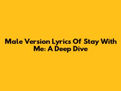 Male Version Lyrics Of Stay With Me: A Deep Dive