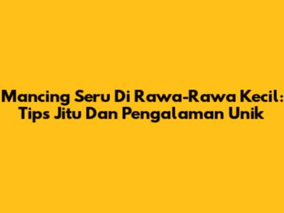 Mancing Seru Di Rawa-Rawa Kecil: Tips Jitu Dan Pengalaman Unik