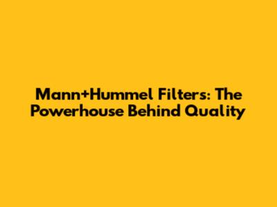 Mann+Hummel Filters: The Powerhouse Behind Quality