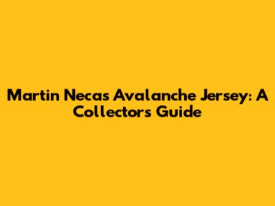 Martin Necas Avalanche Jersey: A Collector's Guide