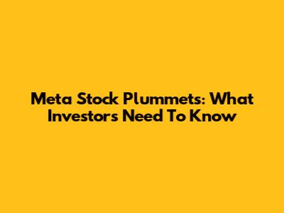 Meta Stock Plummets: What Investors Need To Know