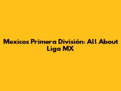 Mexico's Primera División: All About Liga MX