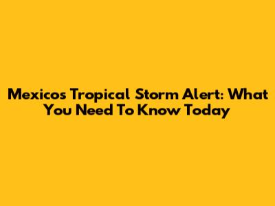 Mexico's Tropical Storm Alert: What You Need To Know Today