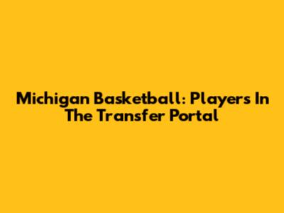 Michigan Basketball: Players In The Transfer Portal