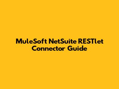 MuleSoft NetSuite RESTlet Connector Guide
