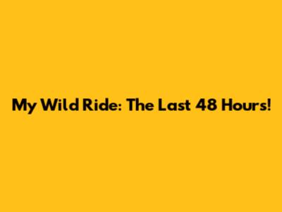 My Wild Ride: The Last 48 Hours!