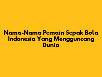 Nama-Nama Pemain Sepak Bola Indonesia Yang Mengguncang Dunia