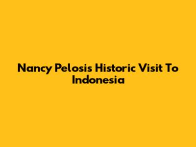 Nancy Pelosi's Historic Visit To Indonesia