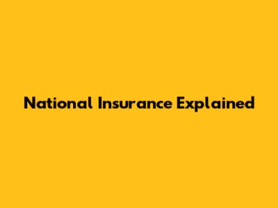 National Insurance Explained