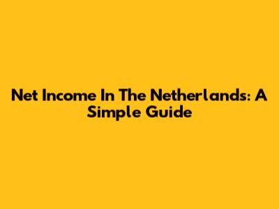 Net Income In The Netherlands: A Simple Guide