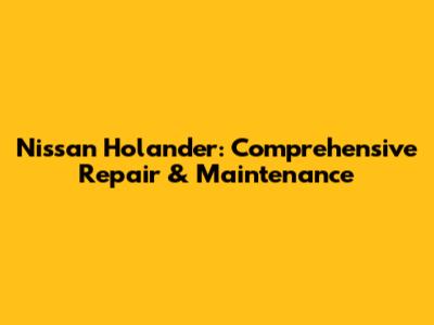 Nissan Holander: Comprehensive Repair & Maintenance