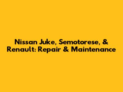 Nissan Juke, Semotorese, & Renault: Repair & Maintenance