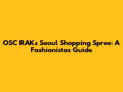 OSC IRAK's Seoul Shopping Spree: A Fashionista's Guide