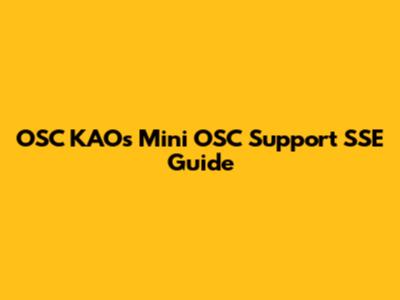OSC KAO's Mini OSC Support SSE Guide