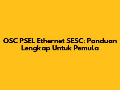 OSC PSEL Ethernet SESC: Panduan Lengkap Untuk Pemula