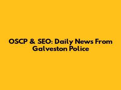 OSCP & SEO: Daily News From Galveston Police