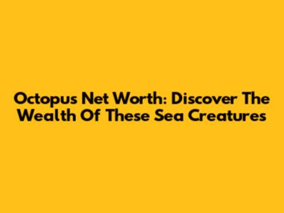 Octopus Net Worth: Discover The Wealth Of These Sea Creatures