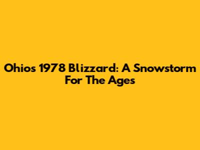 Ohio's 1978 Blizzard: A Snowstorm For The Ages