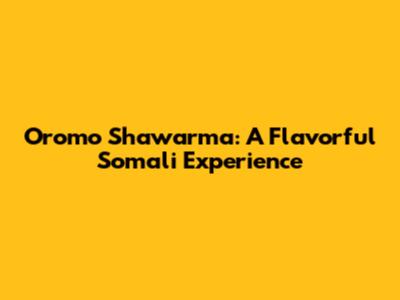 Oromo Shawarma: A Flavorful Somali Experience