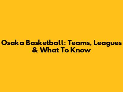 Osaka Basketball: Teams, Leagues & What To Know
