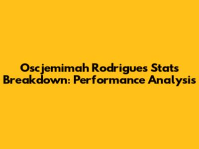 Oscjemimah Rodrigues Stats Breakdown: Performance Analysis