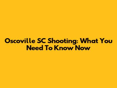 Oscoville SC Shooting: What You Need To Know Now