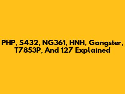 PHP, S432, NG361, HNH, Gangster, T7853P, And 127 Explained