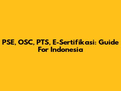 PSE, OSC, PTS, E-Sertifikasi: Guide For Indonesia