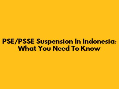 PSE/PSSE Suspension In Indonesia: What You Need To Know