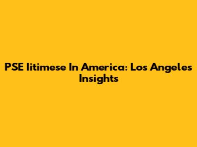 PSE Iitimese In America: Los Angeles Insights