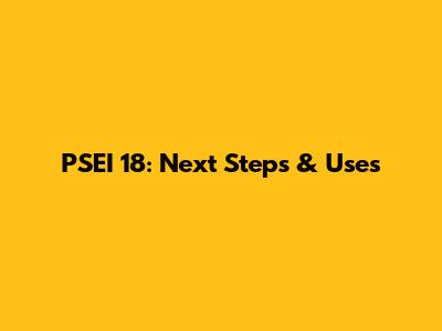 PSEI 18: Next Steps & Uses