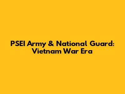 PSEI Army & National Guard: Vietnam War Era