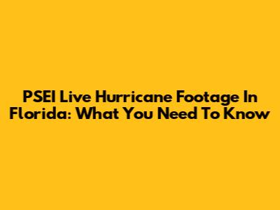 PSEI Live Hurricane Footage In Florida: What You Need To Know