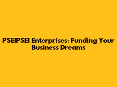 PSEIPSEI Enterprises: Funding Your Business Dreams