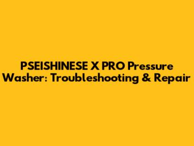 PSEISHINESE X PRO Pressure Washer: Troubleshooting & Repair
